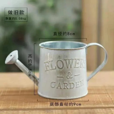Creative Flower Vase Can Rustic Iron Metal Jug Pitcher Tin Bucket Watering Can Shape Portable Pot for Home Wedding Party Decor