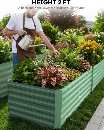 8x4x2ft Galvanized Raised Garden Bed Deep Root Planter Box for Vegetables Flowers Herbs-Large Metal Raised Garden Bed Kit