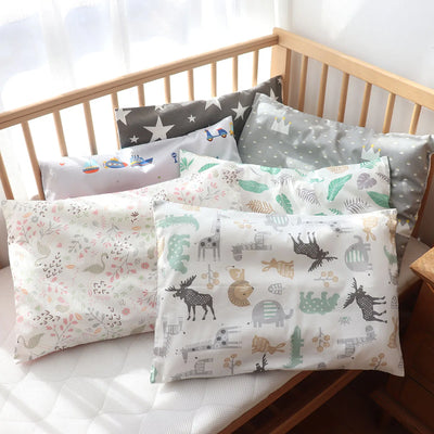30X50CM BABY PILLOW AND CASE SET, COTTON PILLOWCASE AND PILLOW CORE WITH CARTOON PATTERN FOR KIDS BOYS AND GIRLS