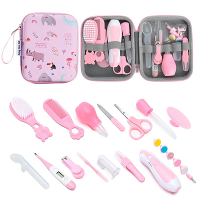 8/20pcs Baby Care EVA Bag Eight-piece Set Baby Nasal Aspirator Nail Scissors Cartoon Set Daily Cleaning Supplies Care Bag