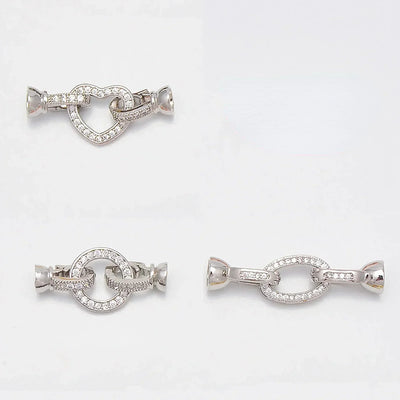 1 Pcs Paved Zircon Connector for Jewelry Making Diy Necklace Bracelet Chain Accessories Gold/Silver Color Round Heart Shape Part