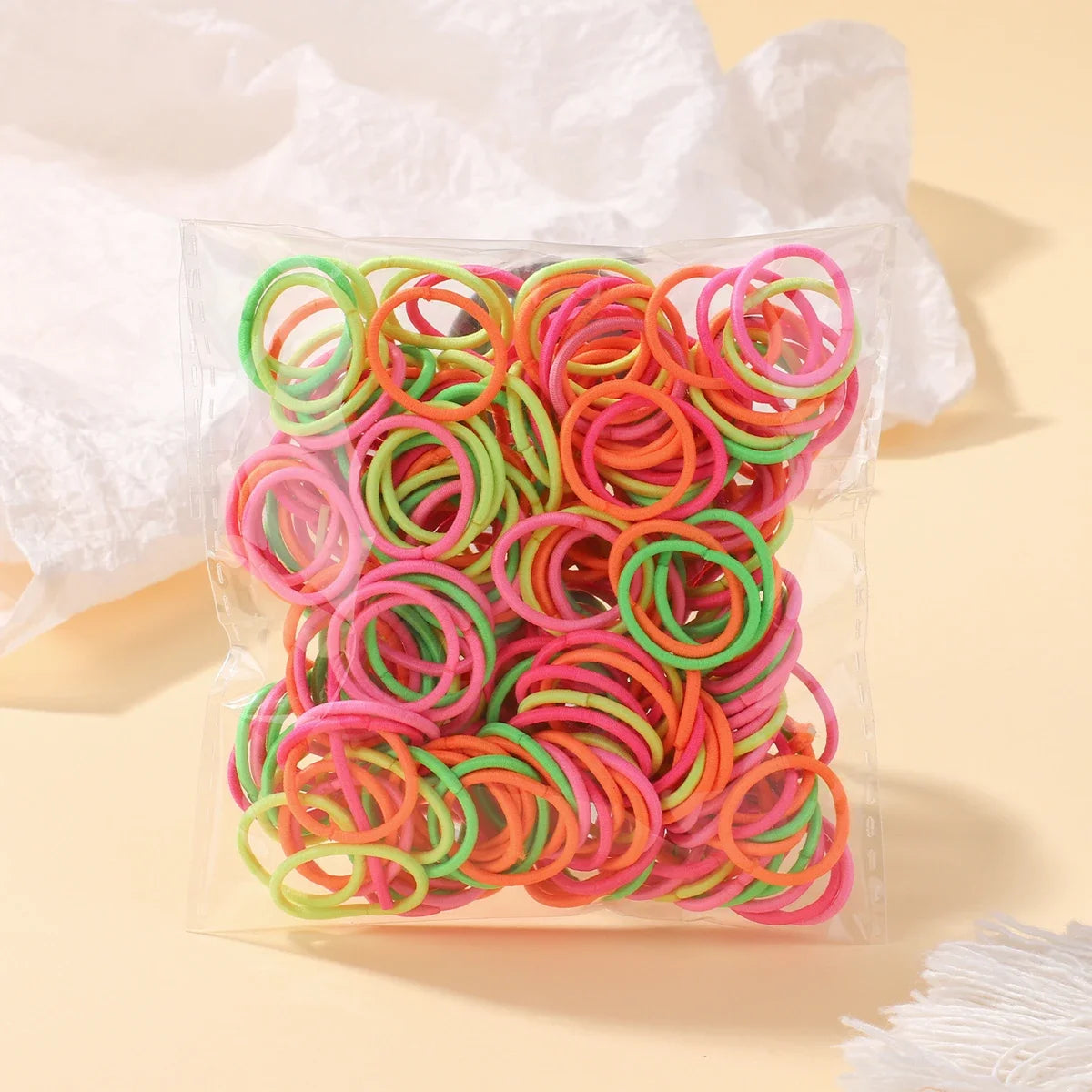 100Pcs/bag Girls Colorful Hair Bands Set Nylon Elastic Rubber Band Baby Ponytail Holder Scrunchies Kids Hair Accessories