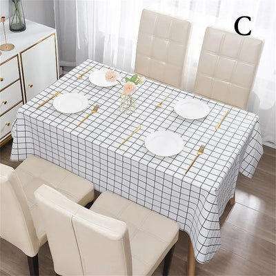 Nordic Style Grid Printed Household Waterproof  Oil Resistant Dining Table Cloth Table Cover Party Decoration Rectangular