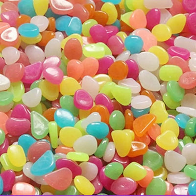 50Pcs Small Glow In The Dark Garden Pebbles For Garden Terrace Lawn Garden Fish Tank Aquarium Decoration Luminous Rocks Stones