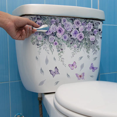 Green Plant Leaves Wall Sticker Bathroom Toilet Sticker WC Self Adhesive Mural Beautify Flower Home Decoration Decals bathroom