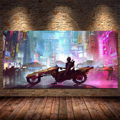 Steam City & Sports Car Canvas Wall Art - Futuristic Game-Inspired Posters for Bedroom and Gamer Room Decor