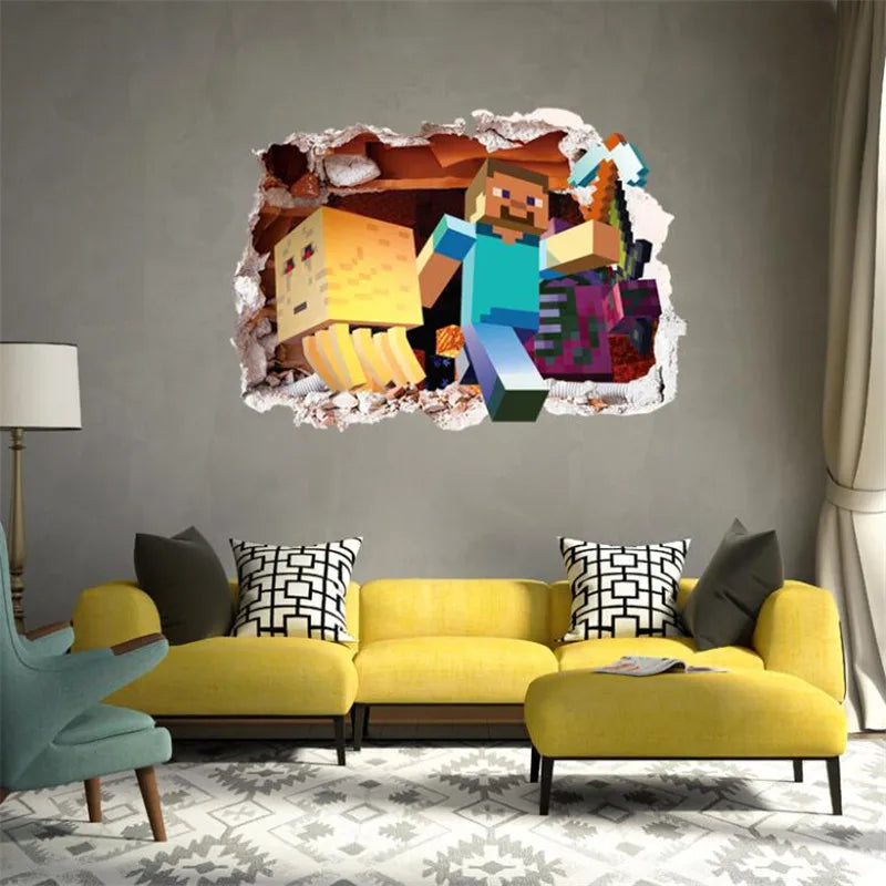 3D Cartoon Games Wall Stickers  Gifts for children wall stickers for kids   Environmental PVC decoration for wall