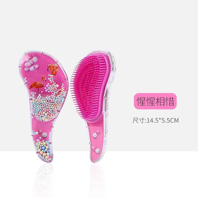 1 Pc New Cute Hair dressing Comb for Kids Anti-knot Massage Flowing Bead Hair Brush Children Girls Dress Up Makeups Toy Gifts