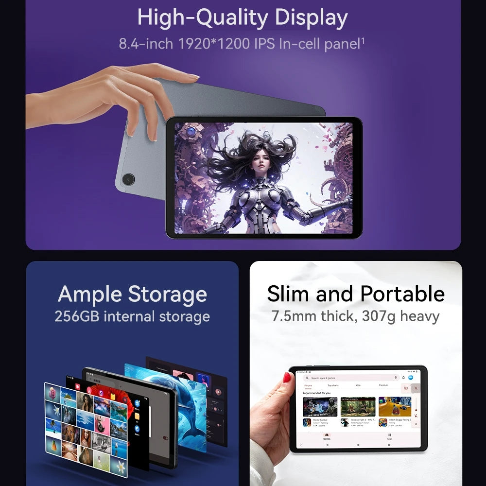 2025 Iplay 50 mini pro 8.4in Tablet 5000mAh Long-Lasting RAM 8GB ROM 256GB Widevine L1 Netflix Helio G99 CPU IPS Display