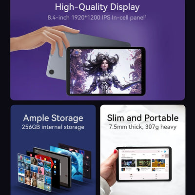 2025 Iplay 50 mini pro 8.4in Tablet 5000mAh Long-Lasting RAM 8GB ROM 256GB Widevine L1 Netflix Helio G99 CPU IPS Display