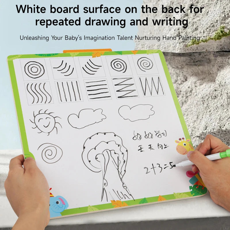 Montessori Children Toys 2-in-1 Magnetic Number Letter Pairing Maze Learning Education Toys Kids Wooden Drawing Board Toys Gifts