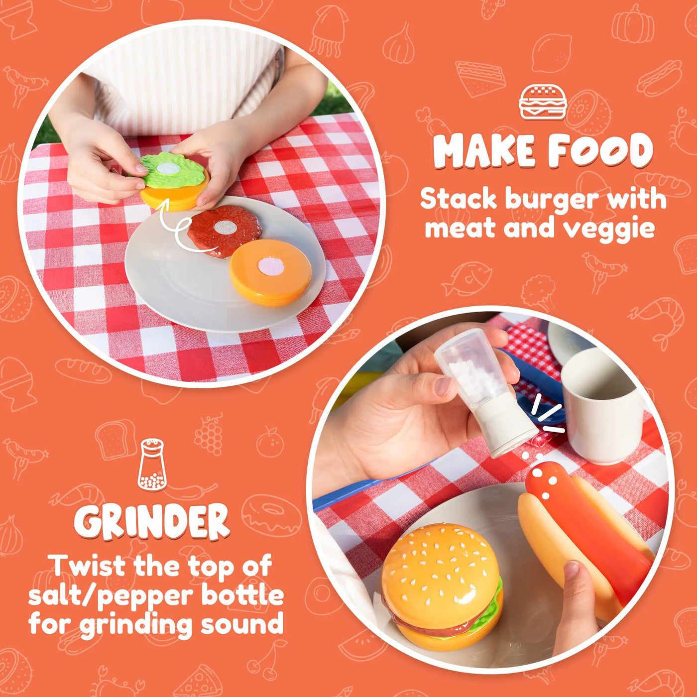 BBQ Grill Set - 25pc Toy Barbecue Grill Set for Kids - Includes Accessories and Play Food - Ages 3 and Up,Christmas Gifts