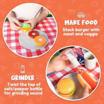 BBQ Grill Set - 25pc Toy Barbecue Grill Set for Kids - Includes Accessories and Play Food - Ages 3 and Up,Christmas Gifts