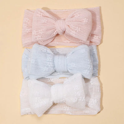 3PCS/SET BABY GIRL HEADBAND DOUBLE MESH BOWS HAIRBAND SOFT TURBAN LOVELY BOW KIDS HEADWEAR HAIR ACCESSORIES FOR NEWBORN INFANT