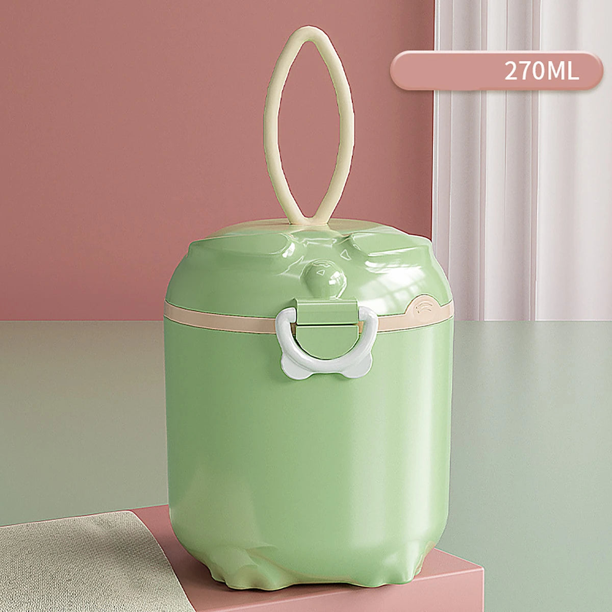 270ML PORTABLE MILK POWDER CONTAINER WITH MULTIPLE OPENINGS | CARTOON INFANT CEREAL & SNACK STORAGE BOX FOR BABY AND TODDLER
