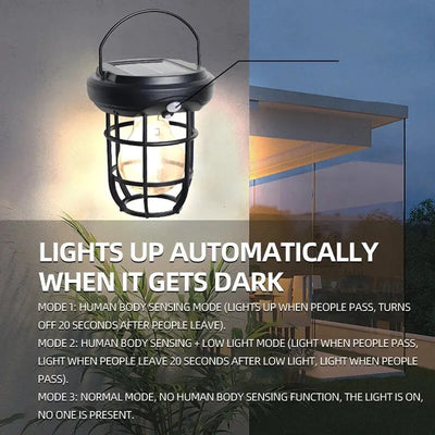 New Solar LED Wall Lamp Outdoor Garden Courtyard Waterproof Decoration Street Light Human Body Induction Warm Light Lantern