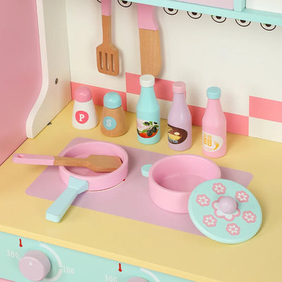 Kids Role Play Wooden Kitchen with Refrigerator Toy