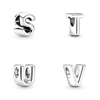 925 Silver Plate 26 English Letters Combined Freely Beads For Pandora DIY Charms Bracelet Keychain Jewelry Accessories Gifts