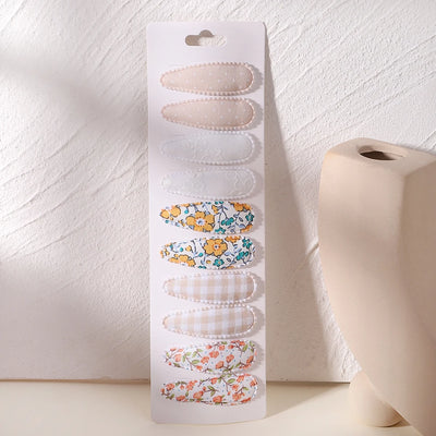 10Pcs/Lot Fresh Print Cotton Alloy Hair Clips for Kids Fabric Plaid BB Hairpins Girl Hairgripe Headwear Baby Hair Accessories