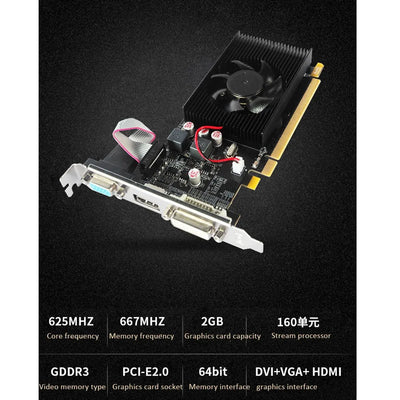 HD7450 Graphics Card 64Bit 2GB GDDR3 PCI-E 2.0 X16 HDMI-Compatible VGA DVI-I Video Card for AMD Radeon HD 7450 2G 64 Bit