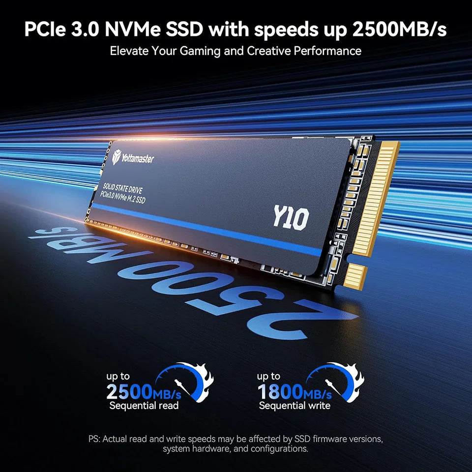 Yottamaster Y10 256GB SSD M.2 2280 NVMe PCIe 3.0 2500MB/s Internal Solid State Drive M2 Hard Disk Diy Gaming Computer PC  Laptop