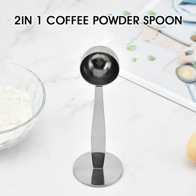 Coffee Scoop 2 In 1 Stainless Steel Coffee Spoon Coffee Tamper for Measuring Grinding Coffee Beans Standing Soop for Home Office