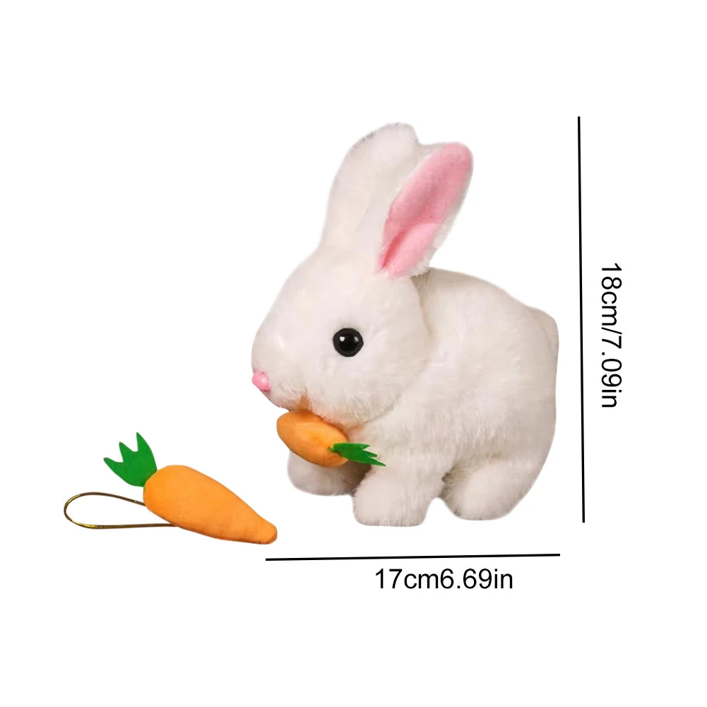 Cute Electric Rabbit Interactive Plush Toys Bunny With Carrot Walking Wiggle Ears Tail Wag With Sound Stuffed Doll Birthday Gift