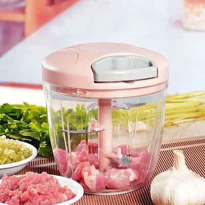 500ML / 900ML MANUAL MEAT MINCER & GARLIC CHOPPER – HAND-ROTATE VEGETABLE CUTTER & KITCHEN ACCESSORY