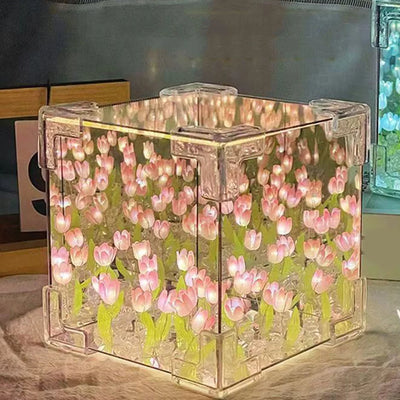 DIY Simulation Tulip LED Night Light Battery Operated Flower Table Lamp Tulips Handmade Material Bedside Lights Bedroom Decor