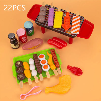 Kids Pretend Play Kitchen Toys Simulation Food Barbecue Cooking Toys Children Educational Play House Interactive Toys For Girl