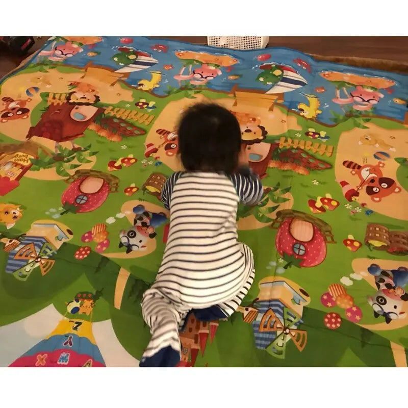 DOUBLE-SIDED BABY PLAY MAT – EDUCATIONAL FOAM CRAWLING CARPET FOR KIDS, INFANT ACTIVITY GYM FLOOR RUG TOY