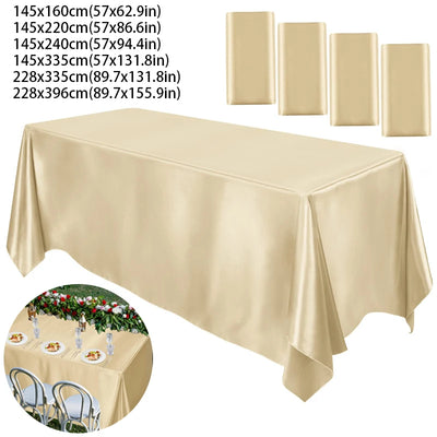 Solid Color Satin Tablecloth Table Cover Overlay Birthday Wedding Banquet Restaurant Festival Party Table Cloth Decoration