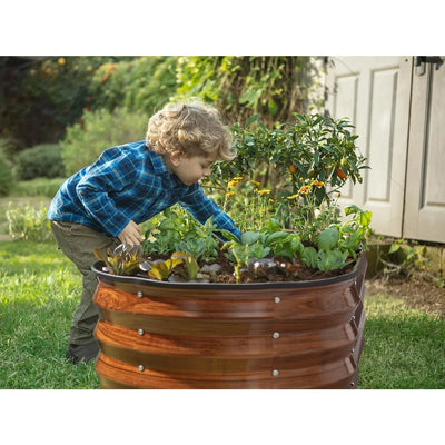 Galvanized Raised Garden Beds Outdoor // 4×2×1 ft Planter Raised Beds for Gardening, Vegetables, Flowers  (Dark Wood Grain)