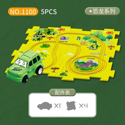 Kids puzzle rail car DIY assembly electric trolley automatic rail city scene building puzzle toys