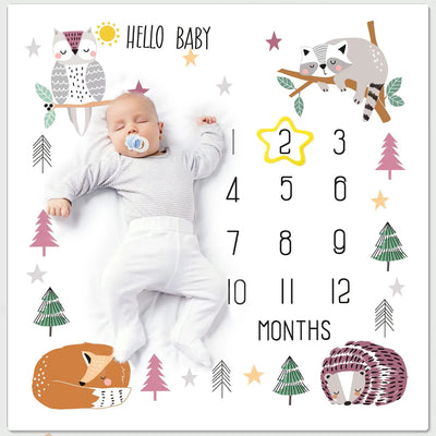 Ylsteed Newborn Milestone Blankets Baby Monthly Growth Souvenirs Infant Photo Shooting Background Blanket Match Wood Dics Card