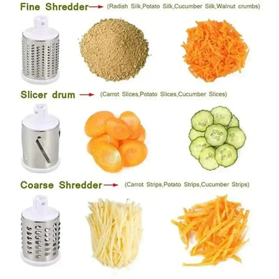 Multifunctional Drum Vegetable Slicer Hand Crank Home Kitchen Chopper Potato Grater Cheese Grinder with Interchangeable Blades