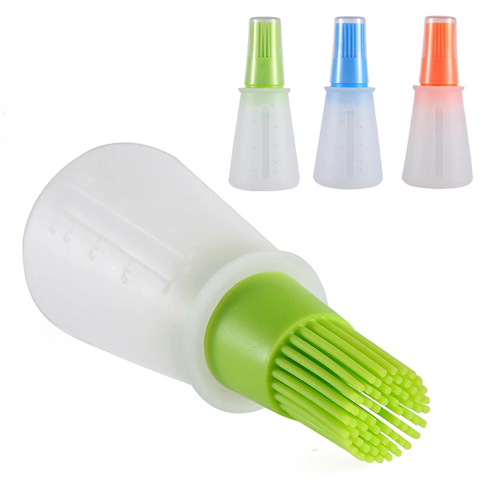 Silicone Oiler with Brush Seasoning Seasoning Sauce Brush with Scale oil Bottle BBQ Kitchenware Gadgets Grilling Frying Tools