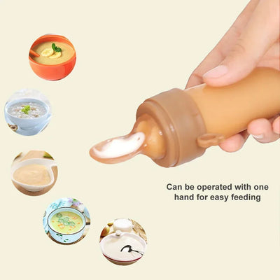Baby Feeding Bottle + Teether Baby Silicone Rice Paste Cereal Feeding Squeeze Bottle Spoon Feeder for Newborn Child Utensils