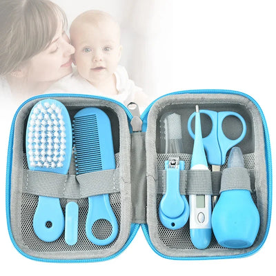 8/20pcs Baby Care EVA Bag Eight-piece Set Baby Nasal Aspirator Nail Scissors Cartoon Set Daily Cleaning Supplies Care Bag