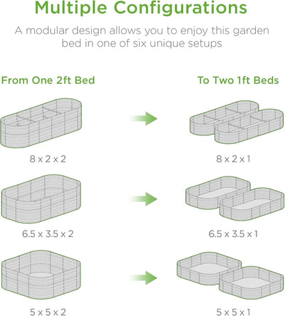 8x2x2ft Metal Raised Garden Bed, Oval Outdoor Deep Root Planter Box for Vegetables, Herbs w/ 4 Support Bars, 215 Gal Capacity