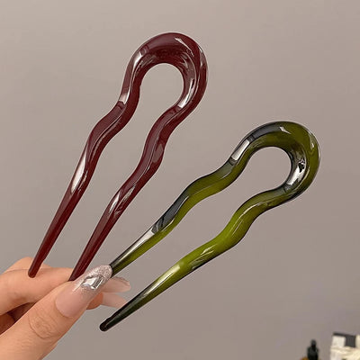 New U-Shaped Hair Fork Women Fashion Tortoiseshell Acetate Hairpin Geometric Design Headwear Hair Sticks Girl Hair Accessories