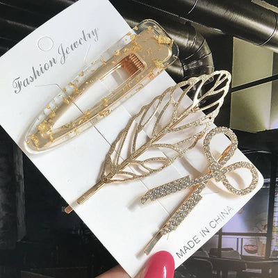 New Fashion 3/4pcs Set Pearl Hair Clip For Women Korean Hairpin Geometric Crystal Hair Barrettes Girl Hair Accessories Hairgrip