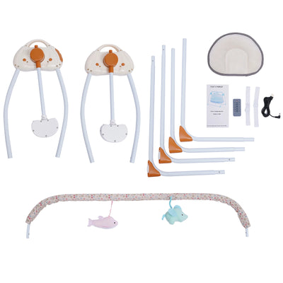 3-COLOR LED BLUETOOTH ELECTRIC BABY CRADLE WITH AUTO SWING, SAFE CRIB, INFANT ROCKER & MP3 MUSIC PLAYER