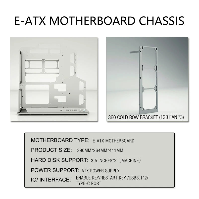 Socooler Diy Gaming Computer EATX Computer Case Pc Case Open Frame  Gaming Computer Case for ATX M-ATX  Case Aviation Aluminum