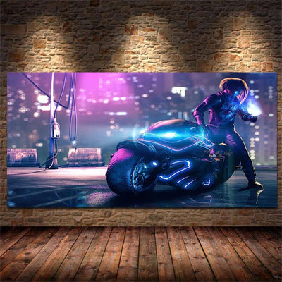 Steam City & Sports Car Canvas Wall Art - Futuristic Game-Inspired Posters for Bedroom and Gamer Room Decor