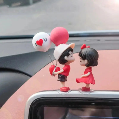 2PCS CUTE COUPLE CAR ORNAMENTS – KISSING BALLOON LOVERS DASHBOARD DECORATION & AUTO INTERIOR ACCESSORIES