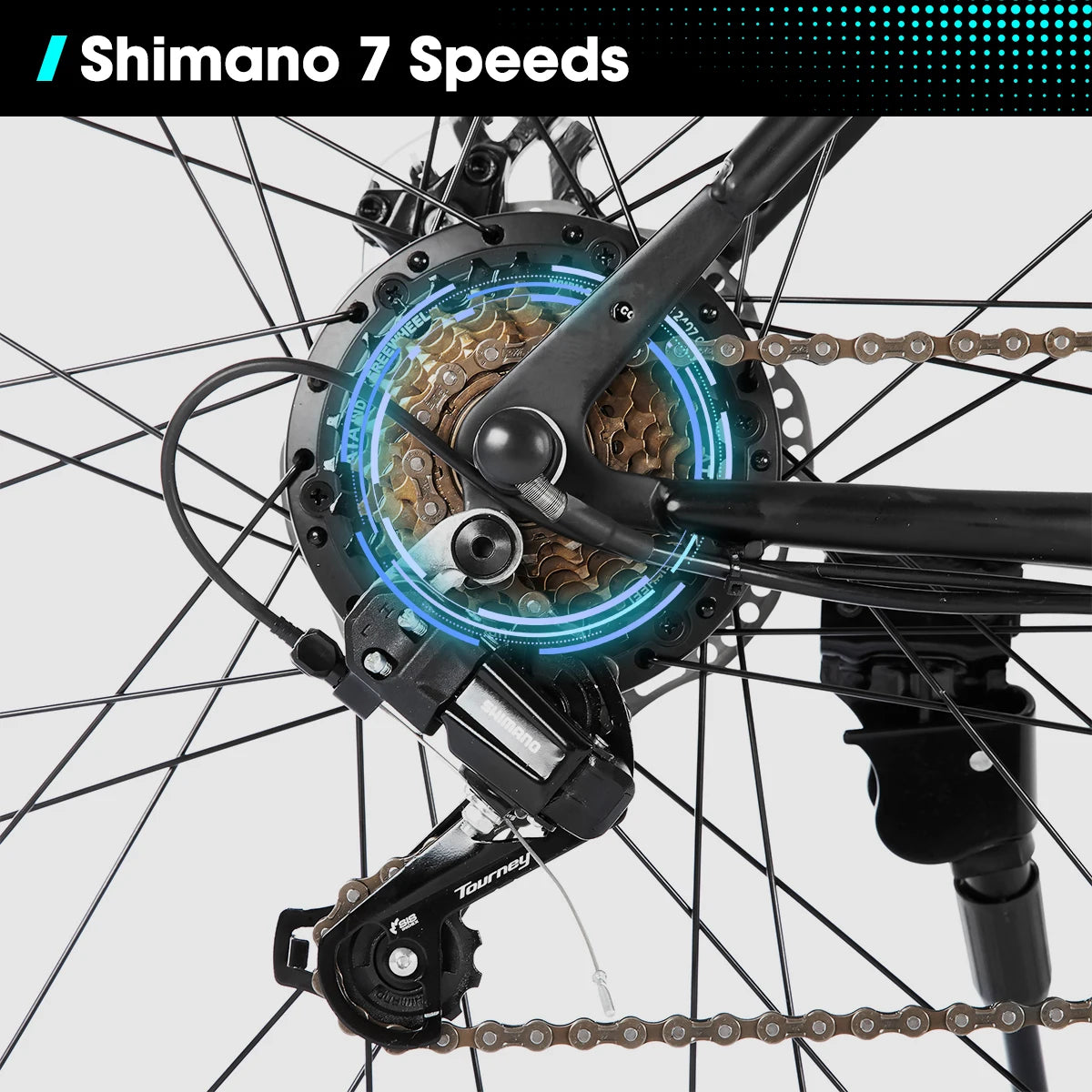 HILAND 500W 26” ELECTRIC MOUNTAIN BIKE – 36V REMOVABLE BATTERY, 20MPH, 7-SPEED SHIMANO, FRONT SUSPENSION, DISC BRAKES