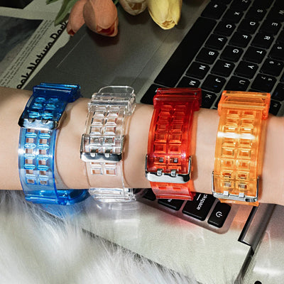 Silicone Band+Case for Apple Watch 10 42 46mm Strap 44/45MM 41/40mm Transparent Bracelet For Iwatch Series 9 8 7 6 Se 5 Correas