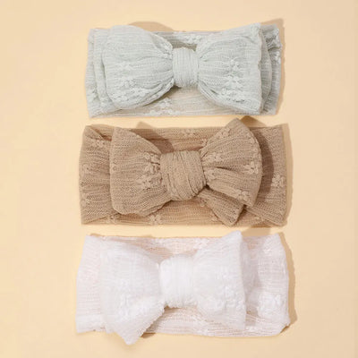 3PCS/SET BABY GIRL HEADBAND DOUBLE MESH BOWS HAIRBAND SOFT TURBAN LOVELY BOW KIDS HEADWEAR HAIR ACCESSORIES FOR NEWBORN INFANT