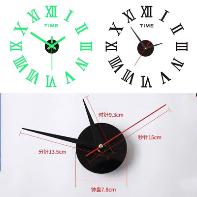 DIY Wall Clock for Home Office 40cm Frameless Modern 3D Wall Clock Mirror Stickers Hotel Room Design School Decoration Decor